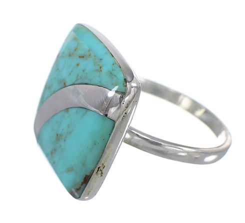 Southwest Sterling Silver Turquoise Jewelry Ring Size 7-1/2 AX79558